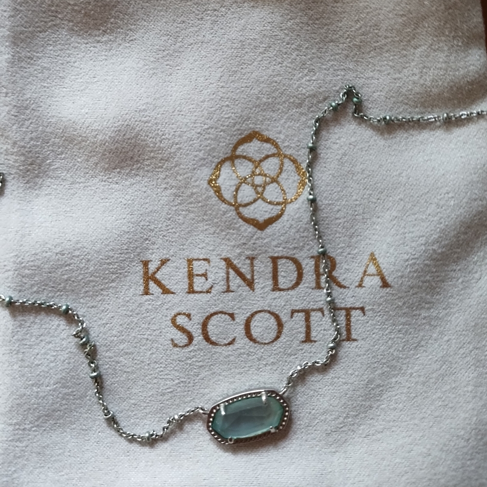 Kendra Scott Silver Elisa Necklace with Light Blue Illusion Pendant